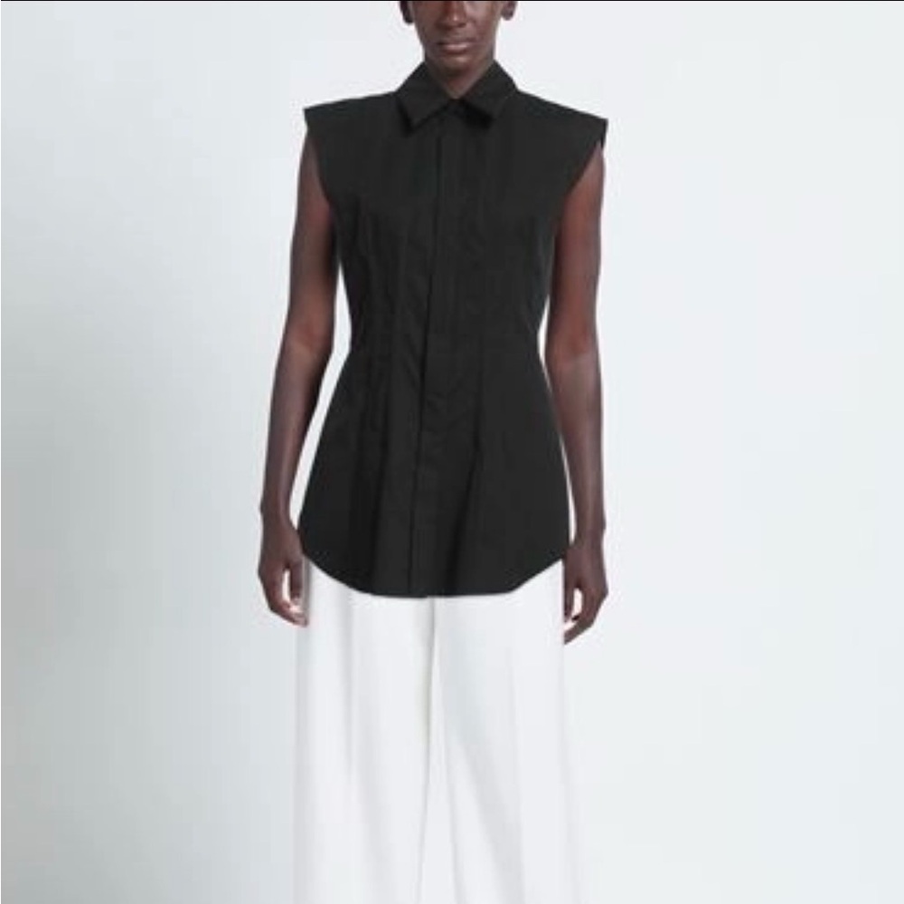 SPORTMAX Sleeveless Black Button-Front Shirt - Women size 8.